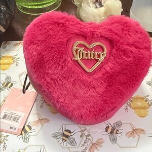 Juicy Couture Hot Pink Plush Heart Crossbody Bag